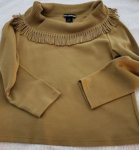 Nina Leonard Sweater fringes neck  Size L
